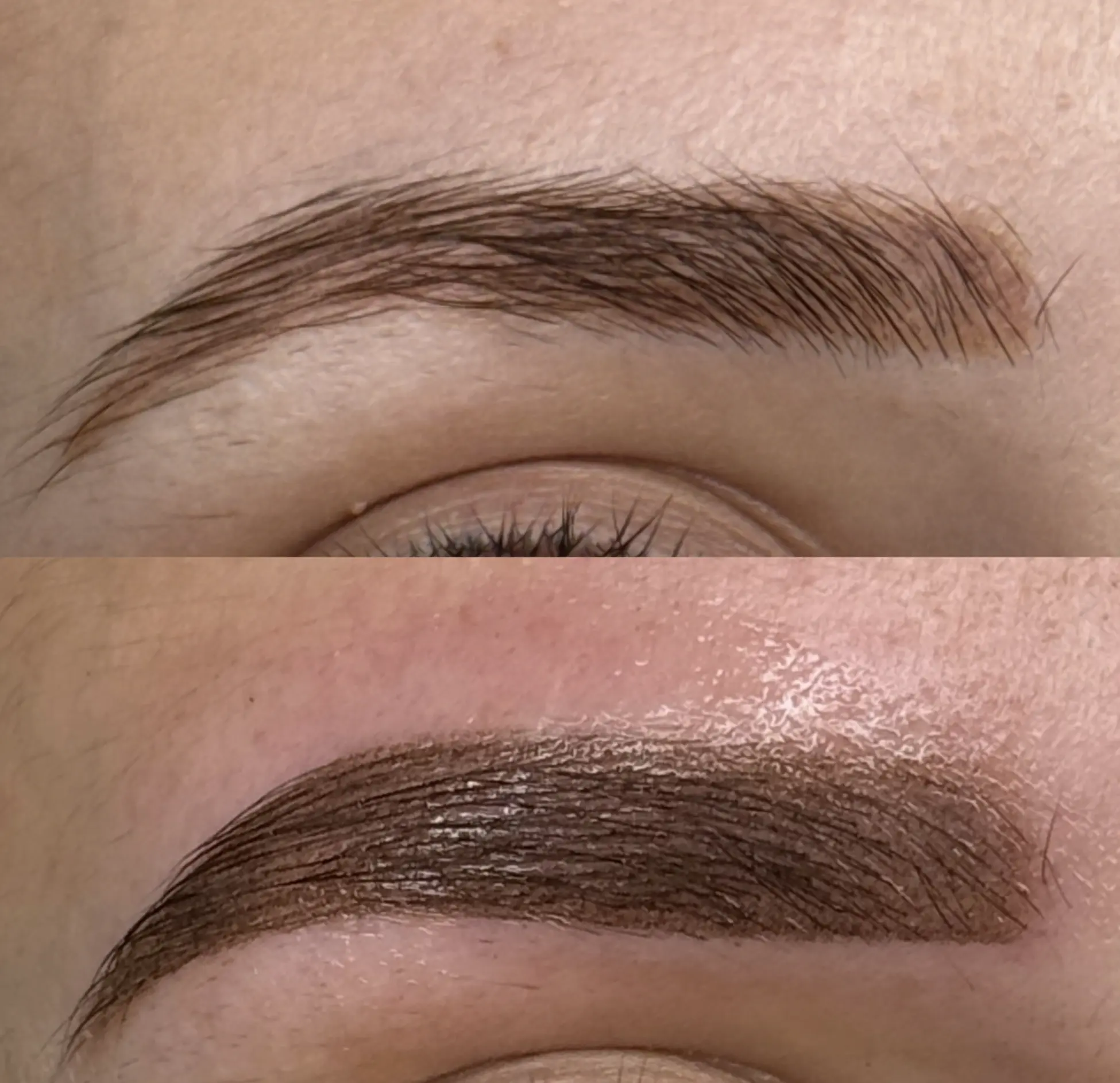 scabbing and flaking stage after eyebrow tattoo